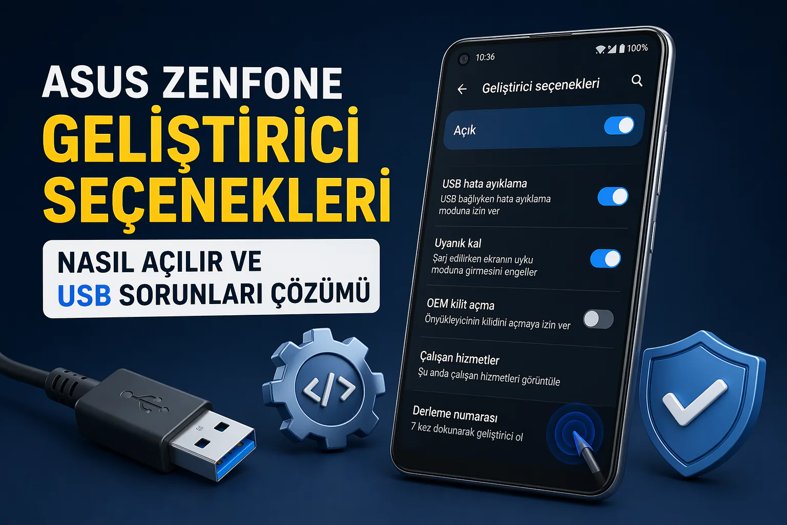 asus zenfone geliştirici seçenekleri ekranında usb hata ayıklama ve uyanık kal ayarları