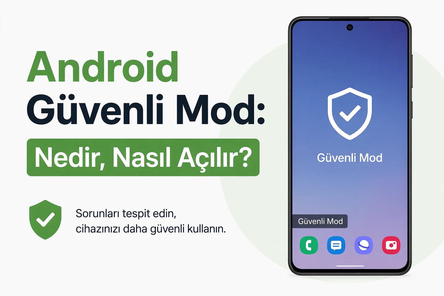 Android güvenli mod açık bir telefonda sorun giderme için basit arayüz görünümü