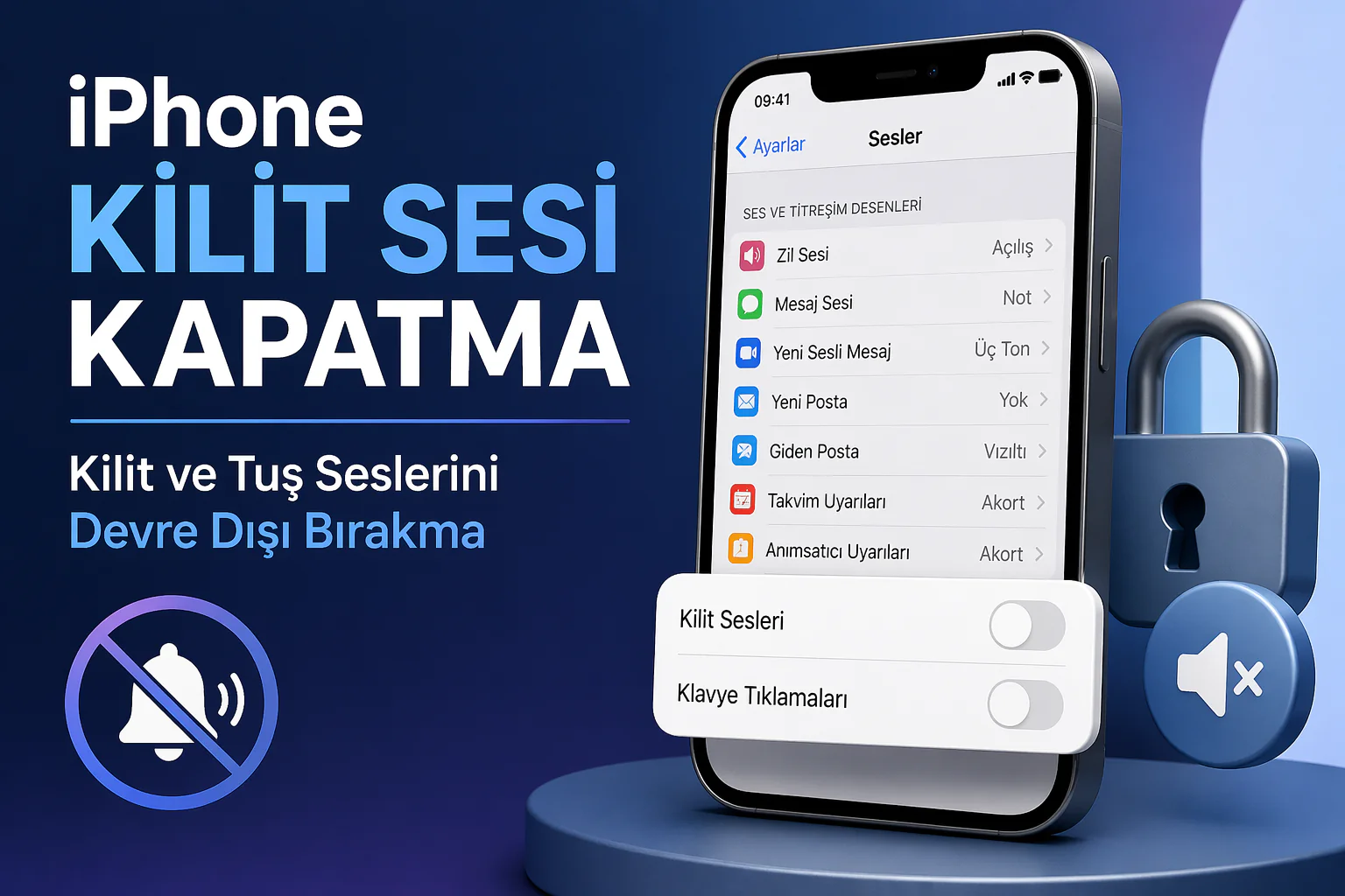iphone kilit sesi kapatma ayarları ekranında kilit sesleri ve klavye tıklamaları kapatma adımları