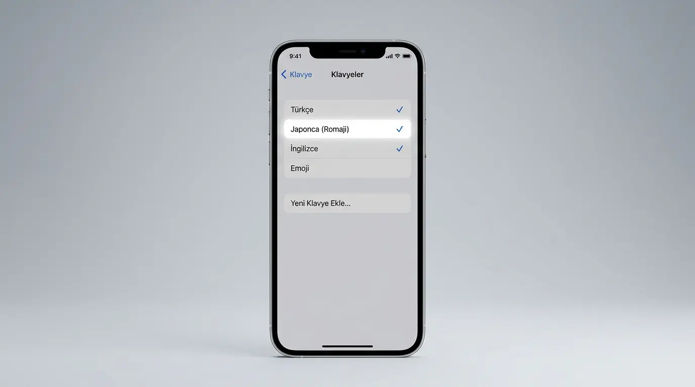iOS gizli emoji klavyesi için Japonca Romaji klavyesinin ayarlar ekranından eklendiği adımlar görüntüsü