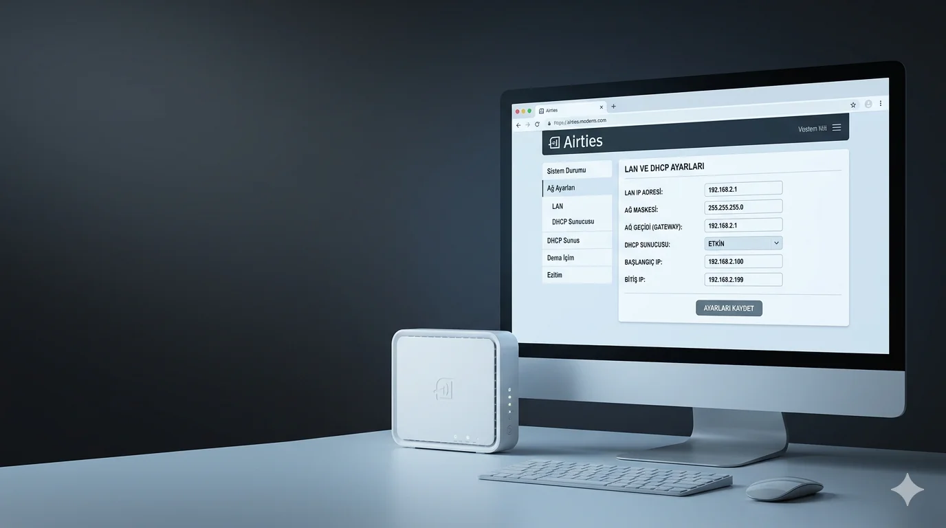 Airties IP bloğu değiştirme için LAN ve DHCP ayarları ekranı