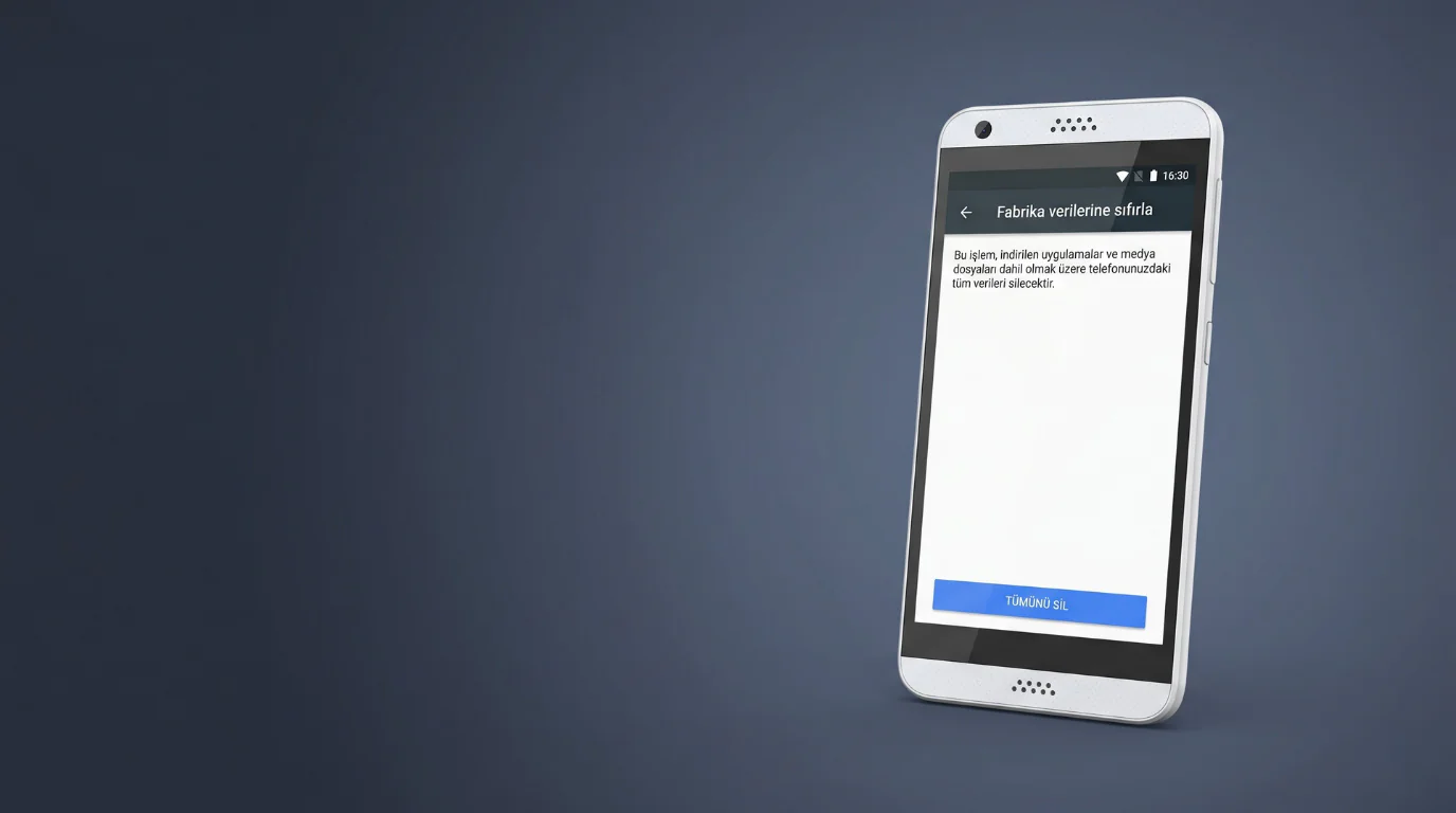htc desire 530 fabrika ayarlarına alma işlemi için ayarlar menüsü ve sıfırlama ekranı