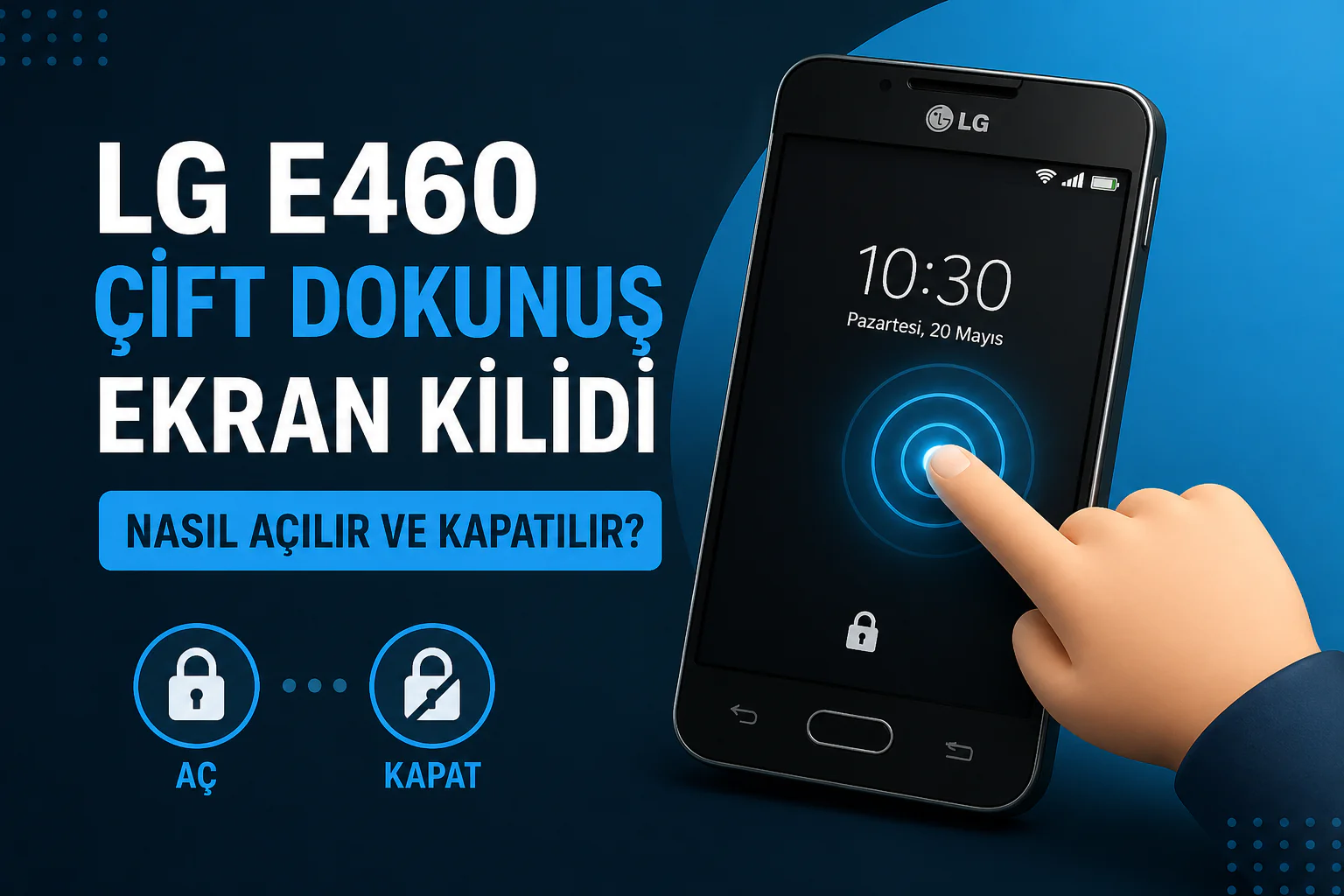 lg e460 çift dokunuş ekran kilidi ayar ekranında etkinleştirme seçeneği görünümü