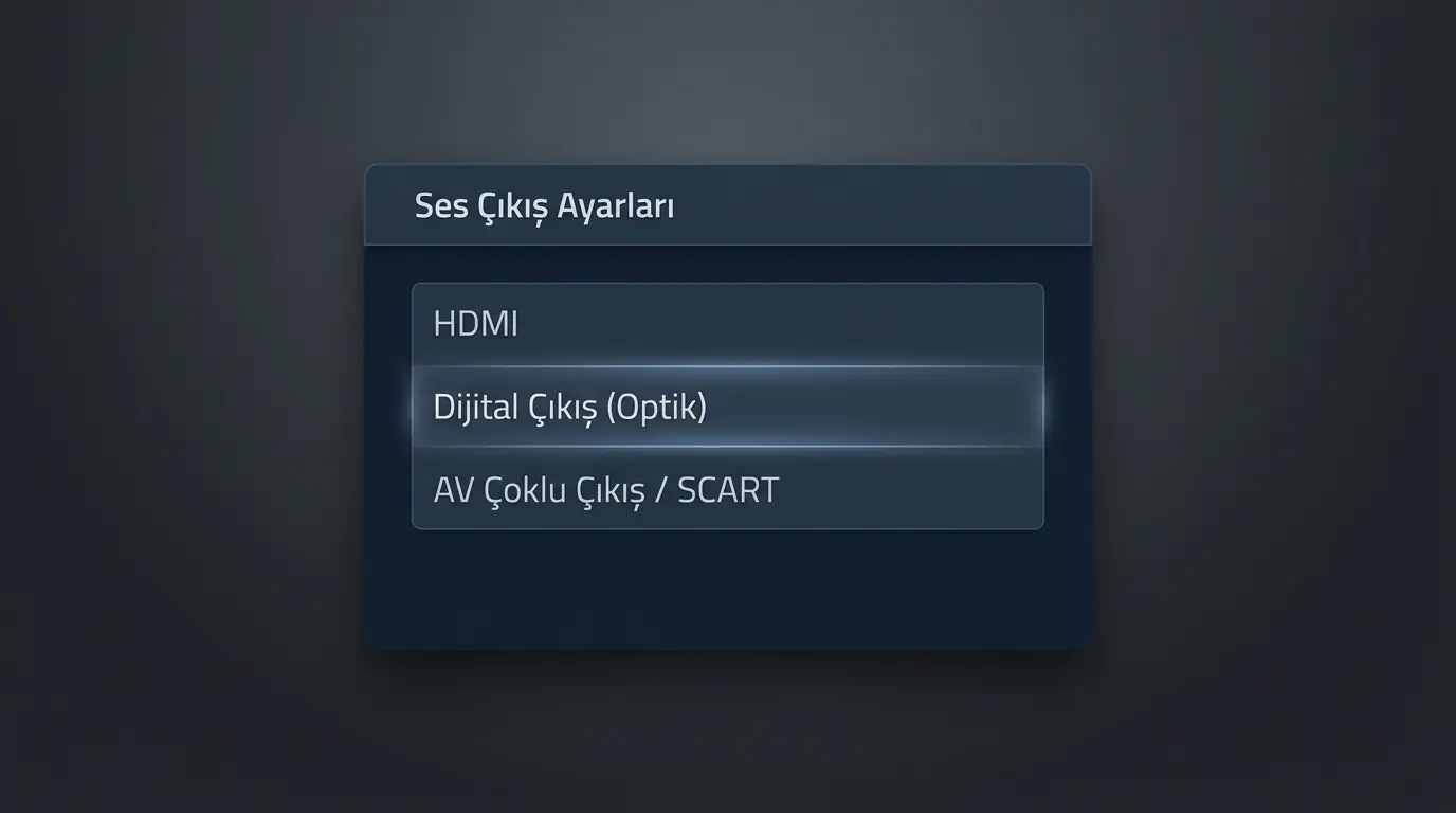 Playstation 3 ses çıkış ayarları menüsünde Optik ve HDMI konnektör seçim ekranının gösterildiği görüntü