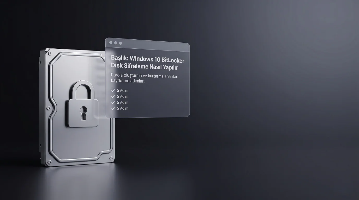 windows 10 bitlocker disk şifreleme ayarlarıyla korunan sürücü ve kilit simgesi görünümü