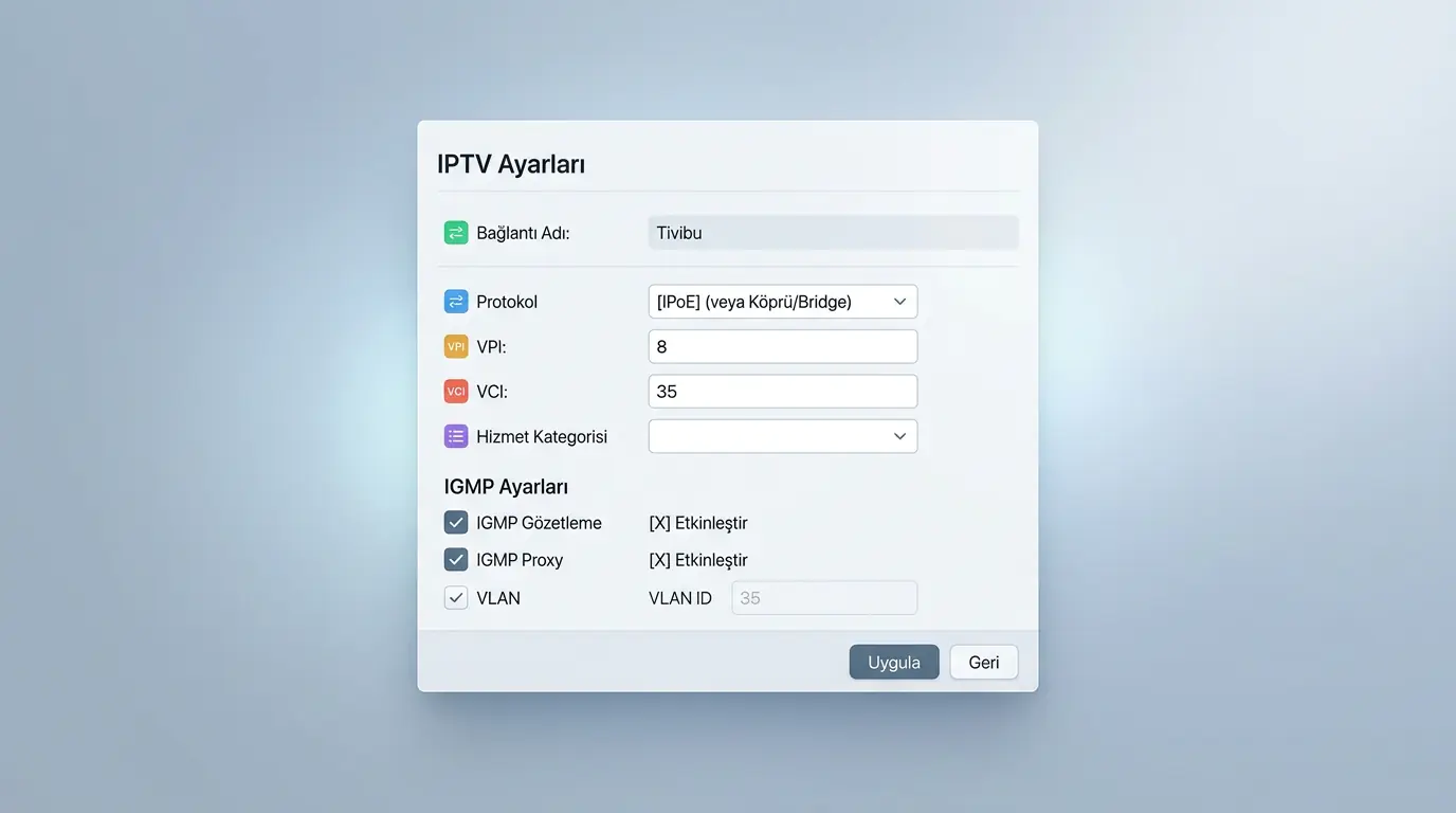 Airties Air 5442 Tivibu ayarları için modem arayüzünde IPTV ve IGMP yapılandırma ekranının gösterildiği görüntü