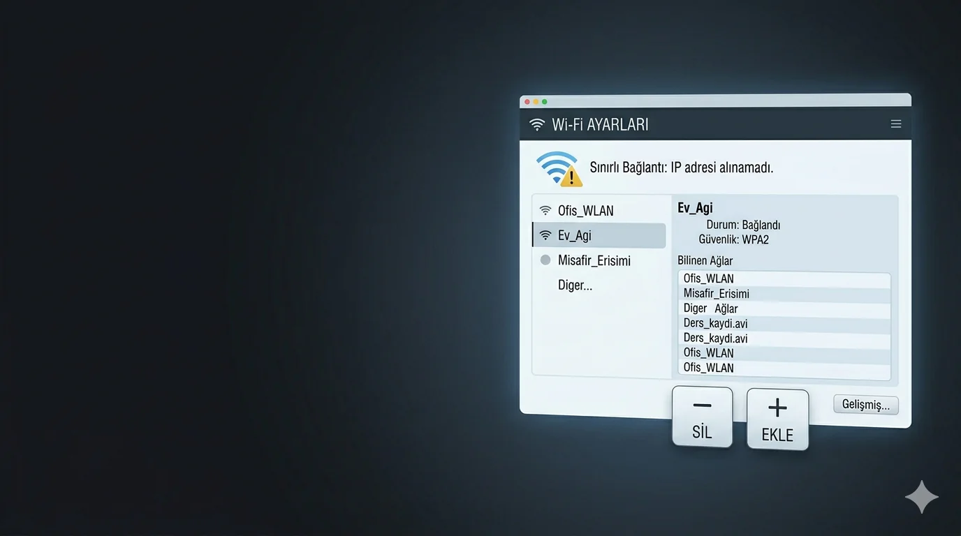 Mac OS X sınırlı bağlantı sorunu için Wi-Fi ayarları ekranı