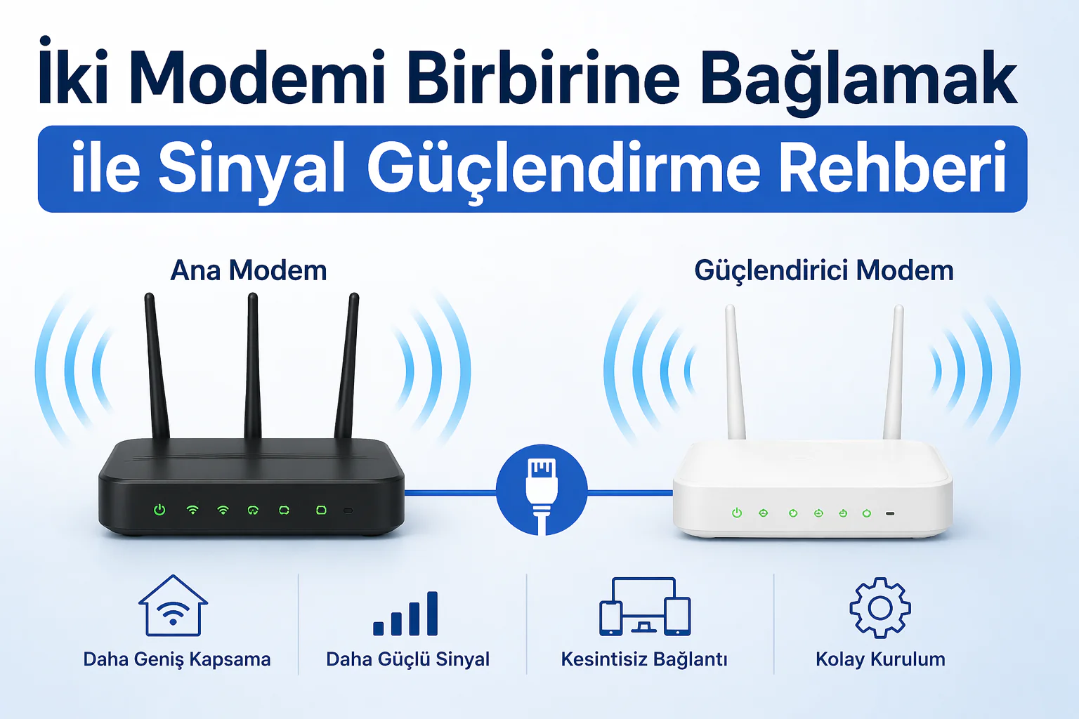 İki Modemi Birbirine Bağlamak yöntemiyle ikinci modem üzerinden kablosuz sinyal güçlendirme kurulumu