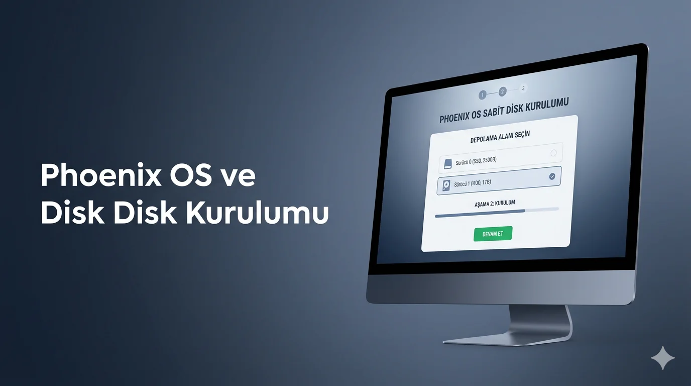 Phoenix OS sabit diske kurulum ekranı ve işletim sistemi seçim menüsü