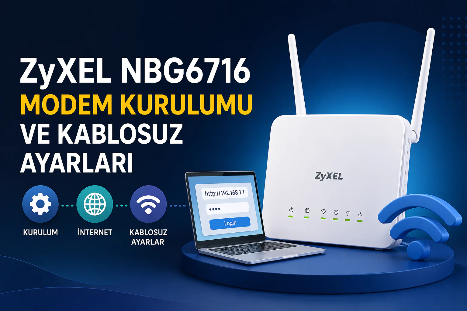 zyxel nbg6716 modem kurulumu için arayüz giriş ekranı ve kablosuz ayar adımları