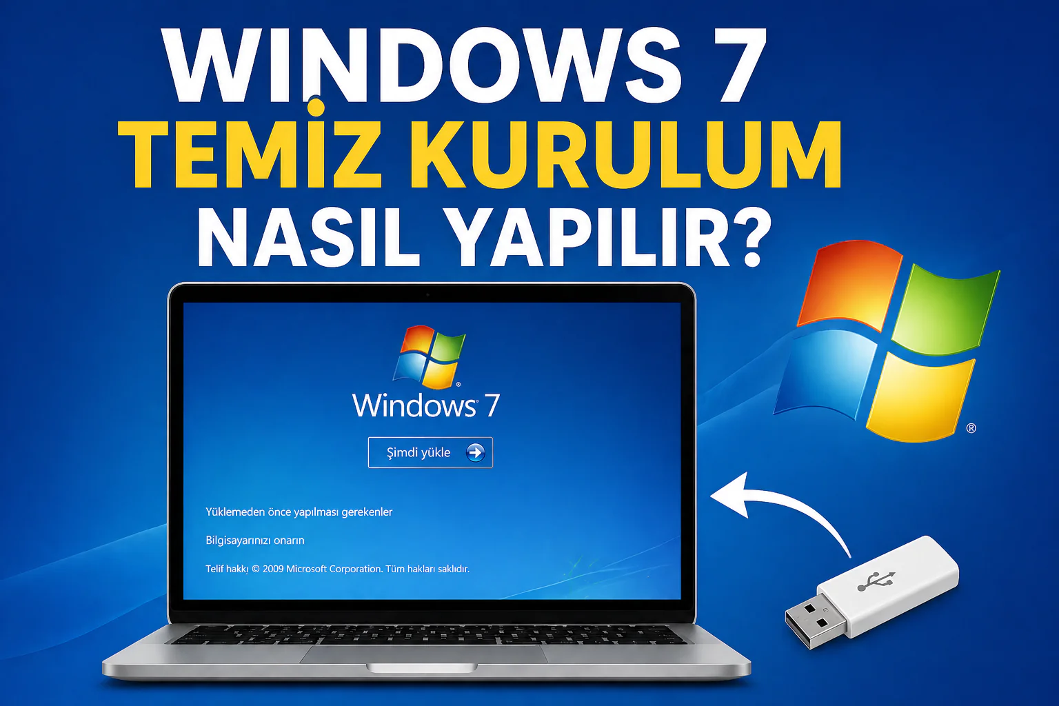 Windows 7 temiz kurulum için BIOS ayarı ve disk bölümleme ekranı gösterimi