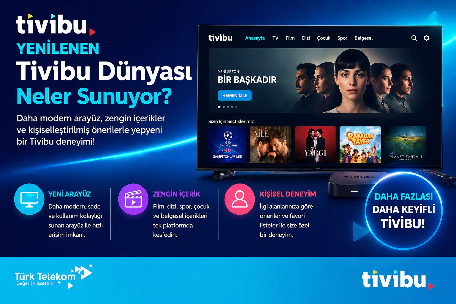 yenilenen tivibu dünyası arayüzü ve içerik ekranı örneği televizyon uygulama görünümü