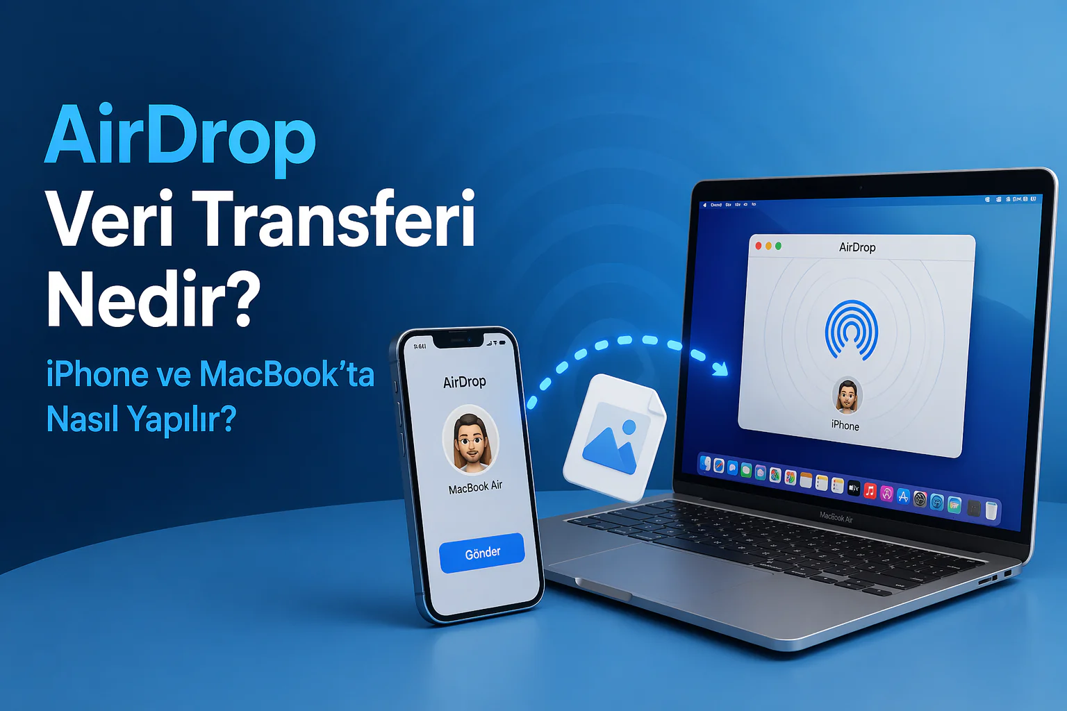 airdrop veri transferi iPhone ve MacBook arasında fotoğraf ve belge gönderimi ekranı