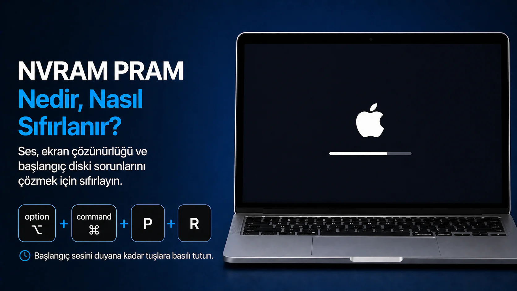 NVRAM PRAM sıfırlama için MacBook klavye tuş kombinasyonu