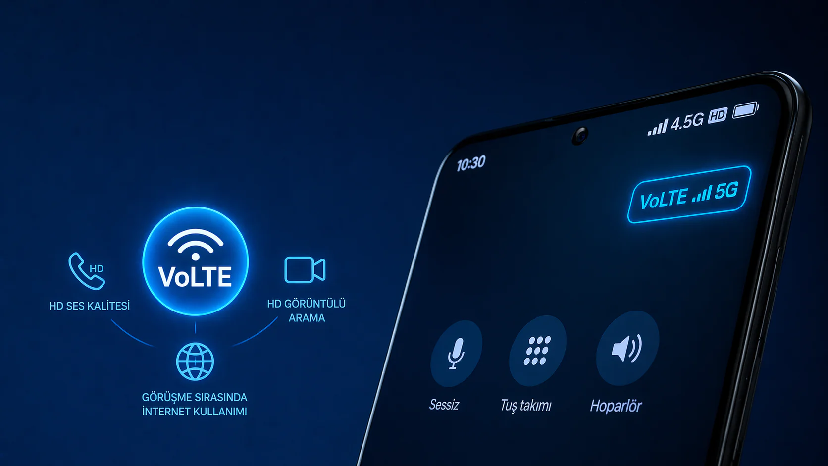 VoLTE Teknolojisi Nedir ekranında HD arama ve 4.5G bağlantı simgesi