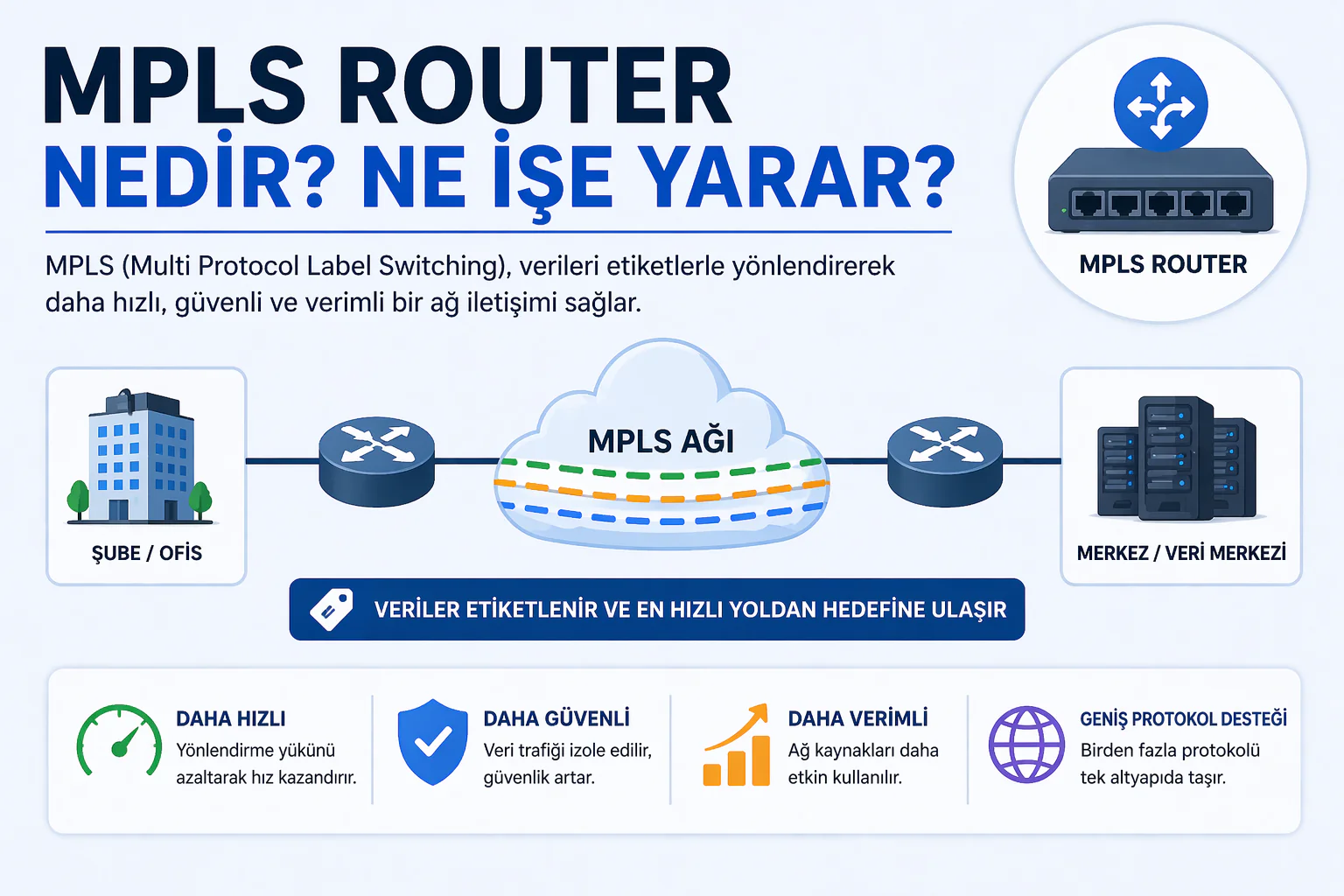 mpls router nedir sorusunu açıklayan ağ yapısında veri yönlendirme şeması