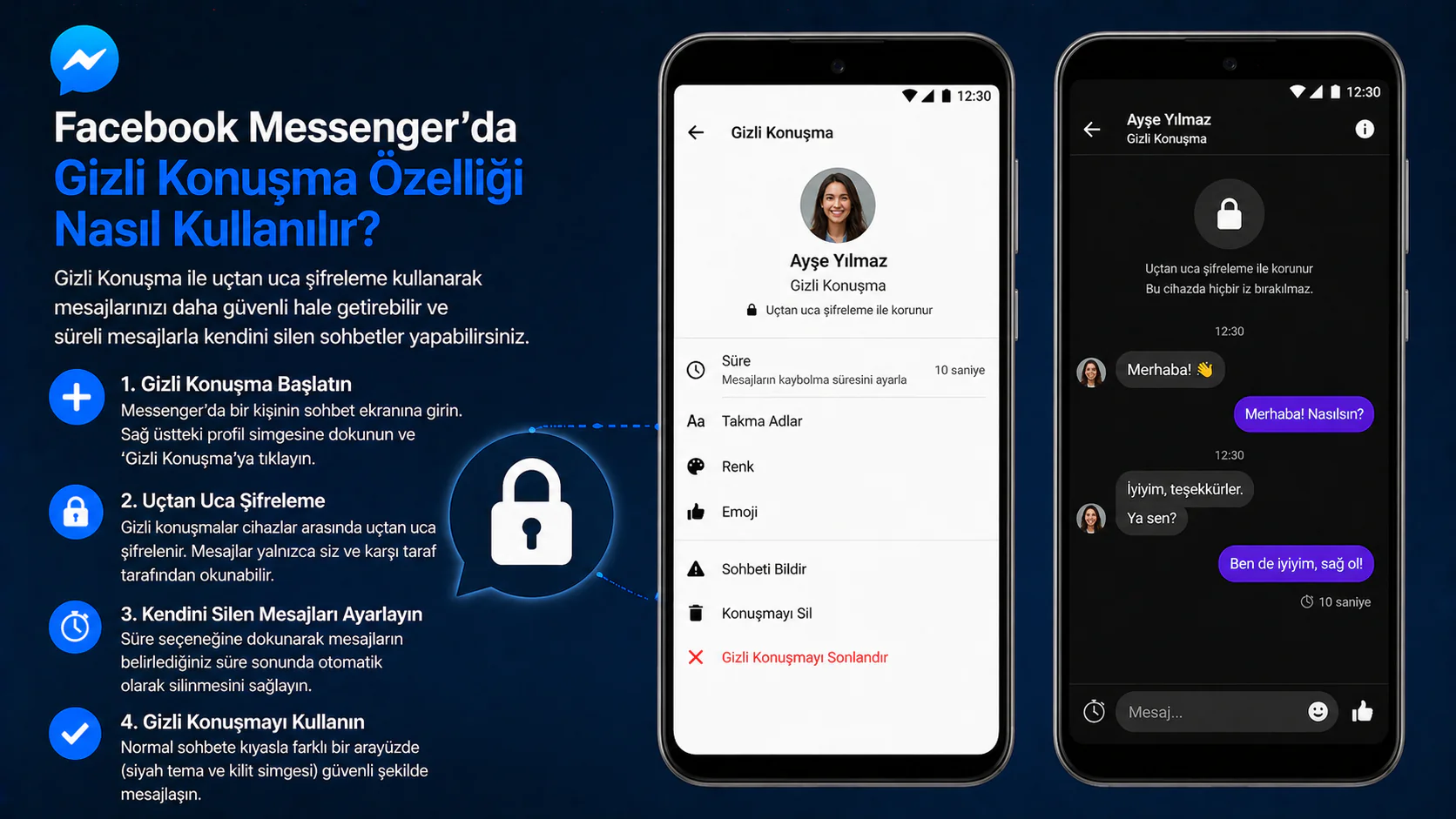 Facebook Messenger’da gizli konuşma özelliği ayarları ve sohbet ekranı