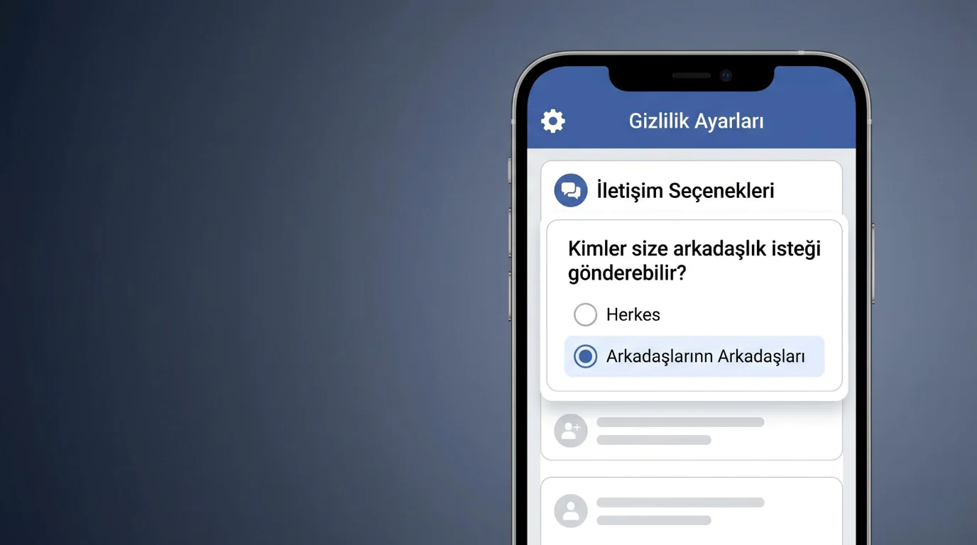 facebook arkadaşlık isteği kapatma ayarlarında gizlilik menüsü ve iletişim seçenekleri ekranı