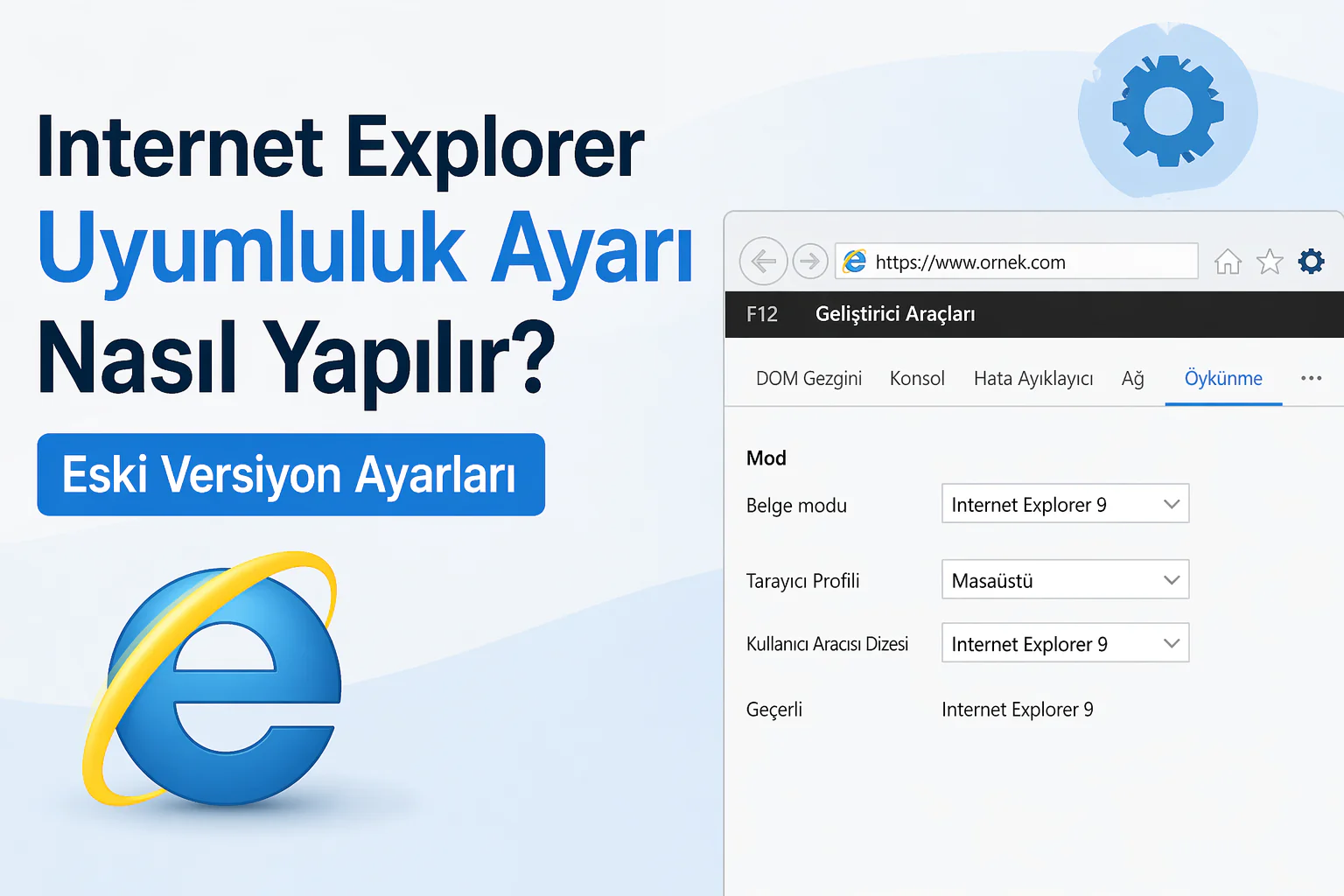internet explorer uyumluluk ayarı için geliştirici araçlarında belge modu seçimi ekranı