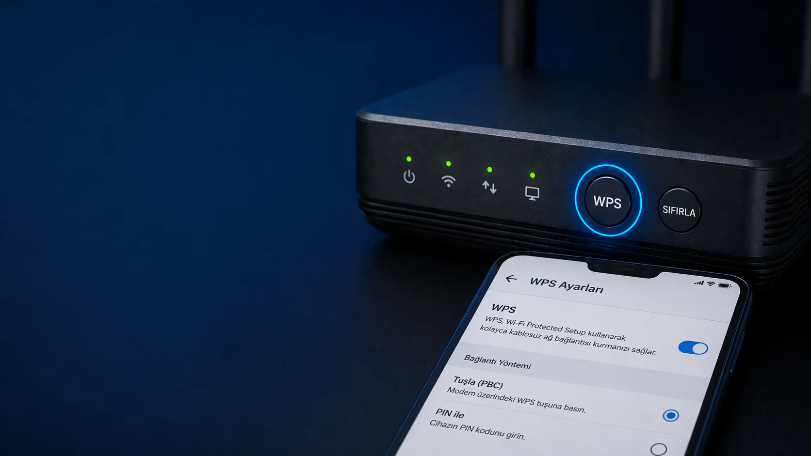 WPS Nedir ayar ekranı ve modem üzerindeki WPS bağlantı tuşu