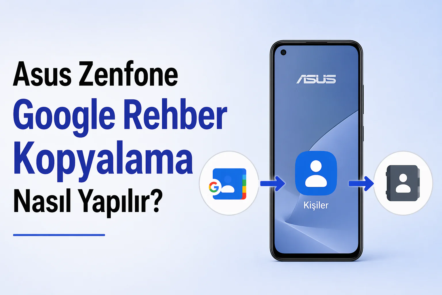 asus zenfone google rehber kopyalama işlemi için kişiler ayar ekranı görünümü