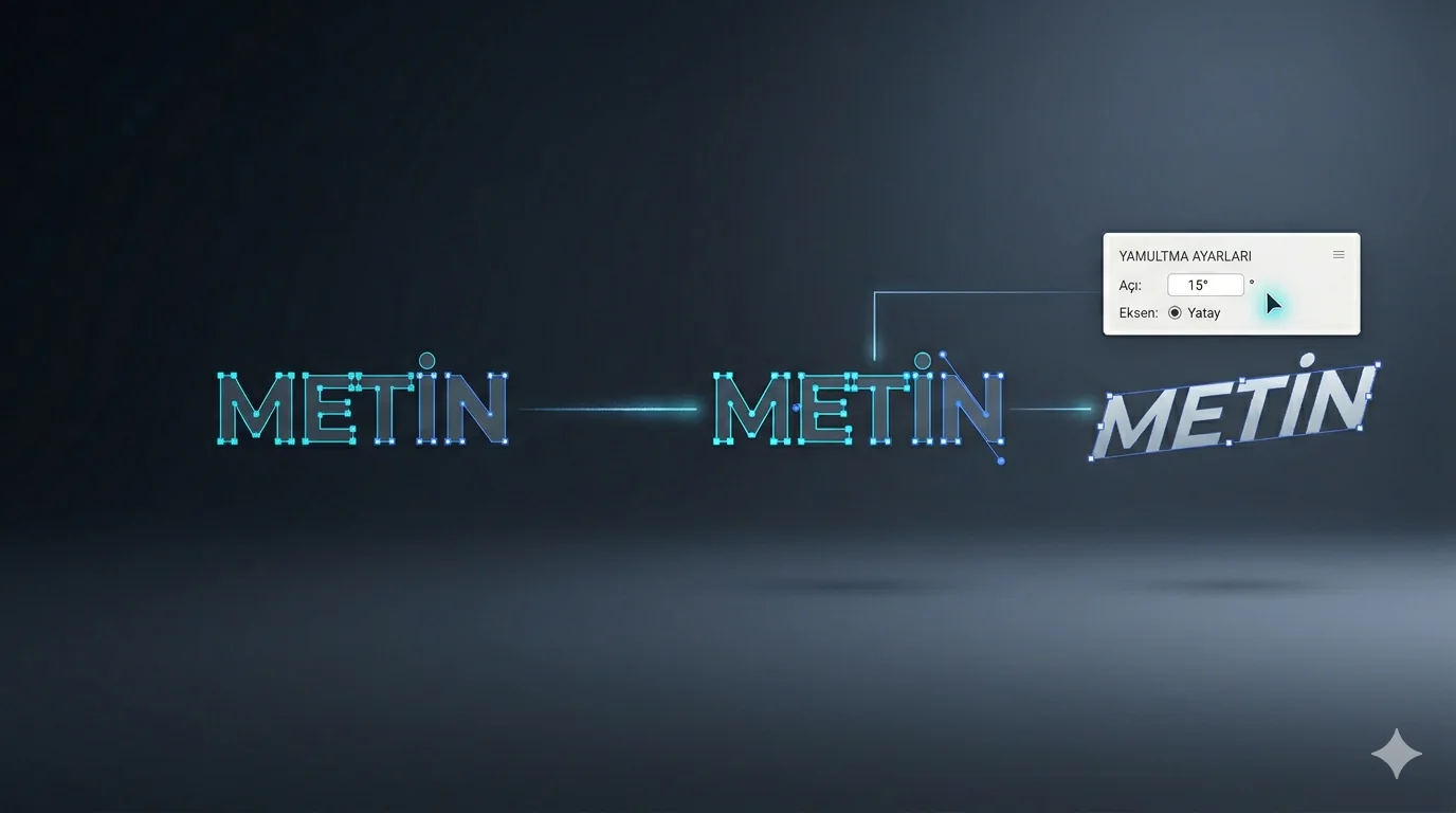 Adobe Illustrator CC’de nesneyi belirli derece yamultma (Shear) ayarı ekranı