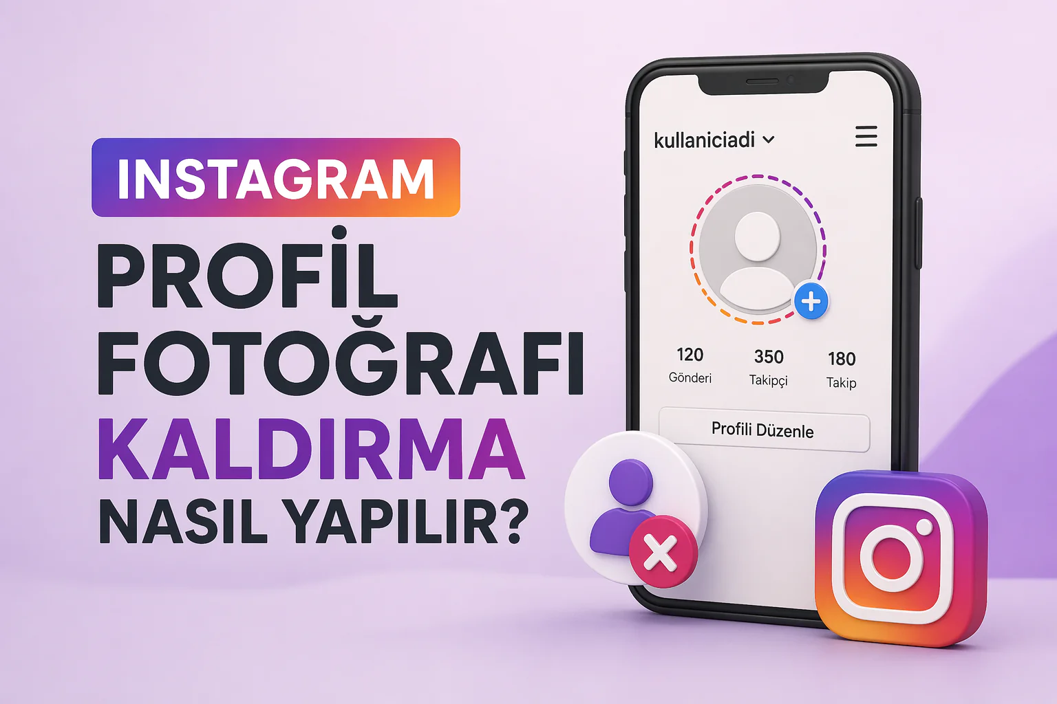 Instagram profil fotoğrafı kaldırma işlemi sonrası boş profil ekranı örneği