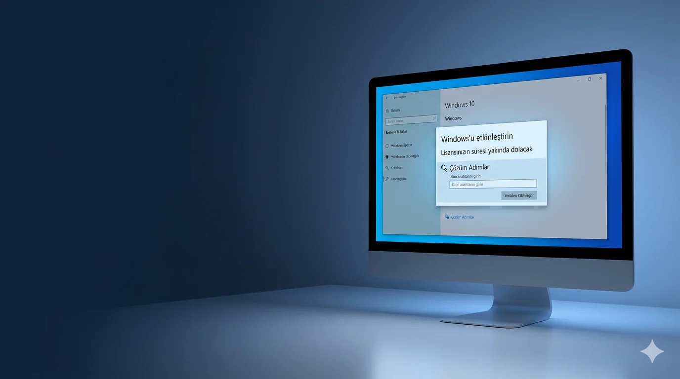 Windows 10 etkinleştirme ekranında lisans süresi yakında dolacak uyarısı ve çözüm adımları