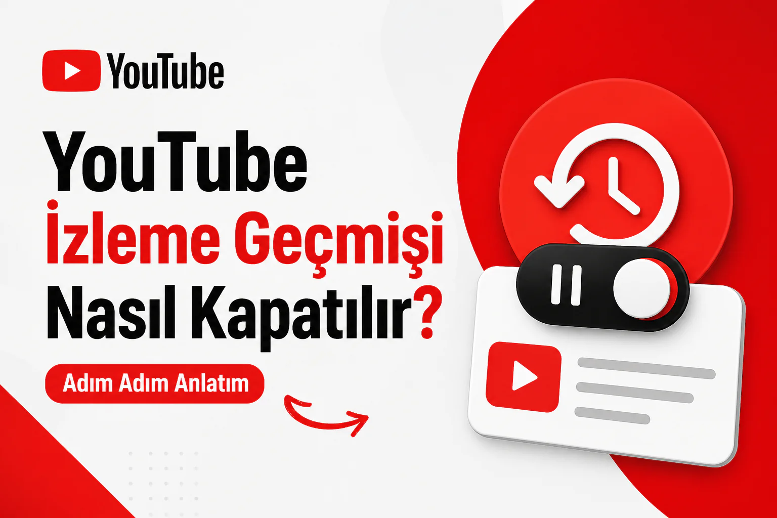 youtube izleme geçmişi kapatma ayar ekranında duraklatma seçeneğinin gösterimi