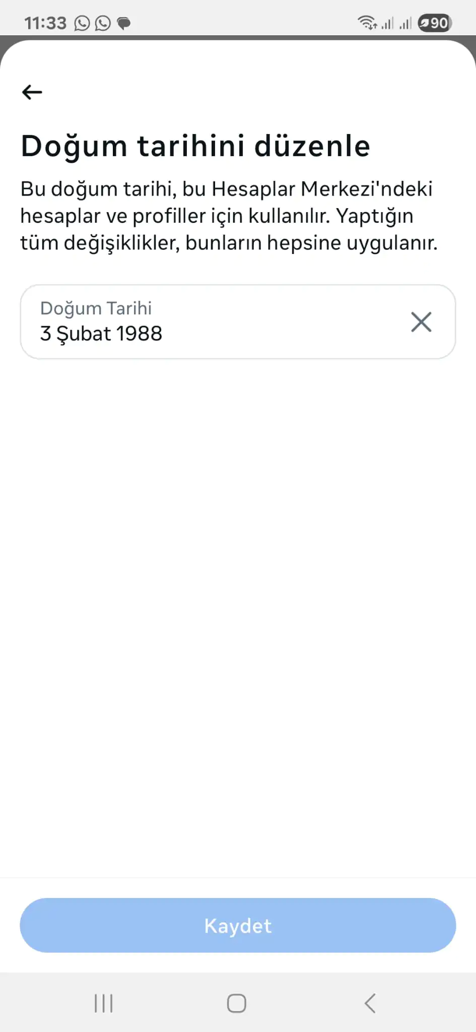 Facebook doğum tarihi değiştirme