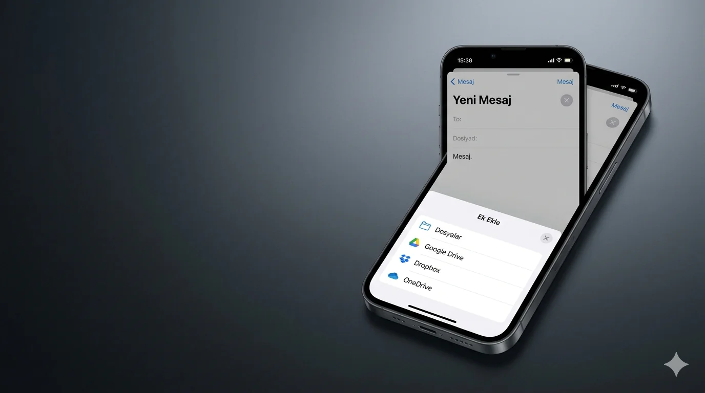 iPhone Mail uygulamasında Dosyalar veya Google Drive’dan büyük boyutlu dosya ekleme işlemi