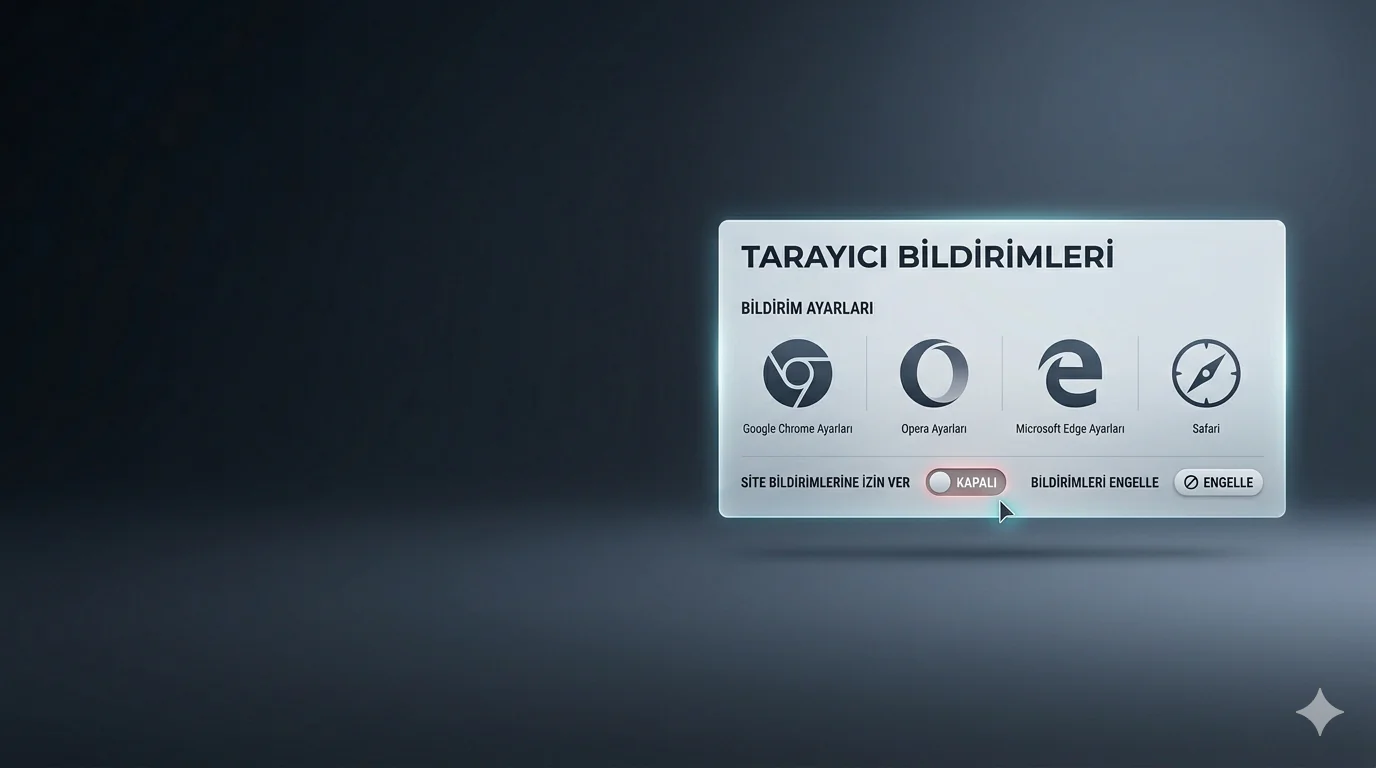 Chrome, Opera, Edge ve Safari tarayıcılarında bildirim kapatma ayarları ekranı