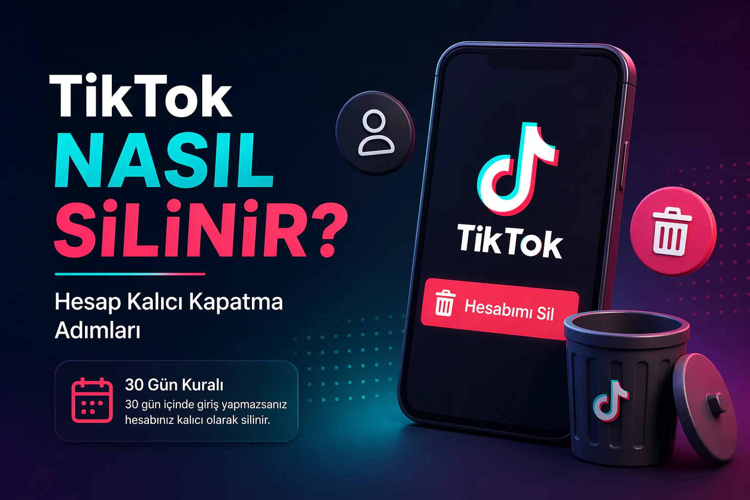 tiktok nasıl silinir adımları telefon ekranında hesap silme ayarları menüsü gösterimi