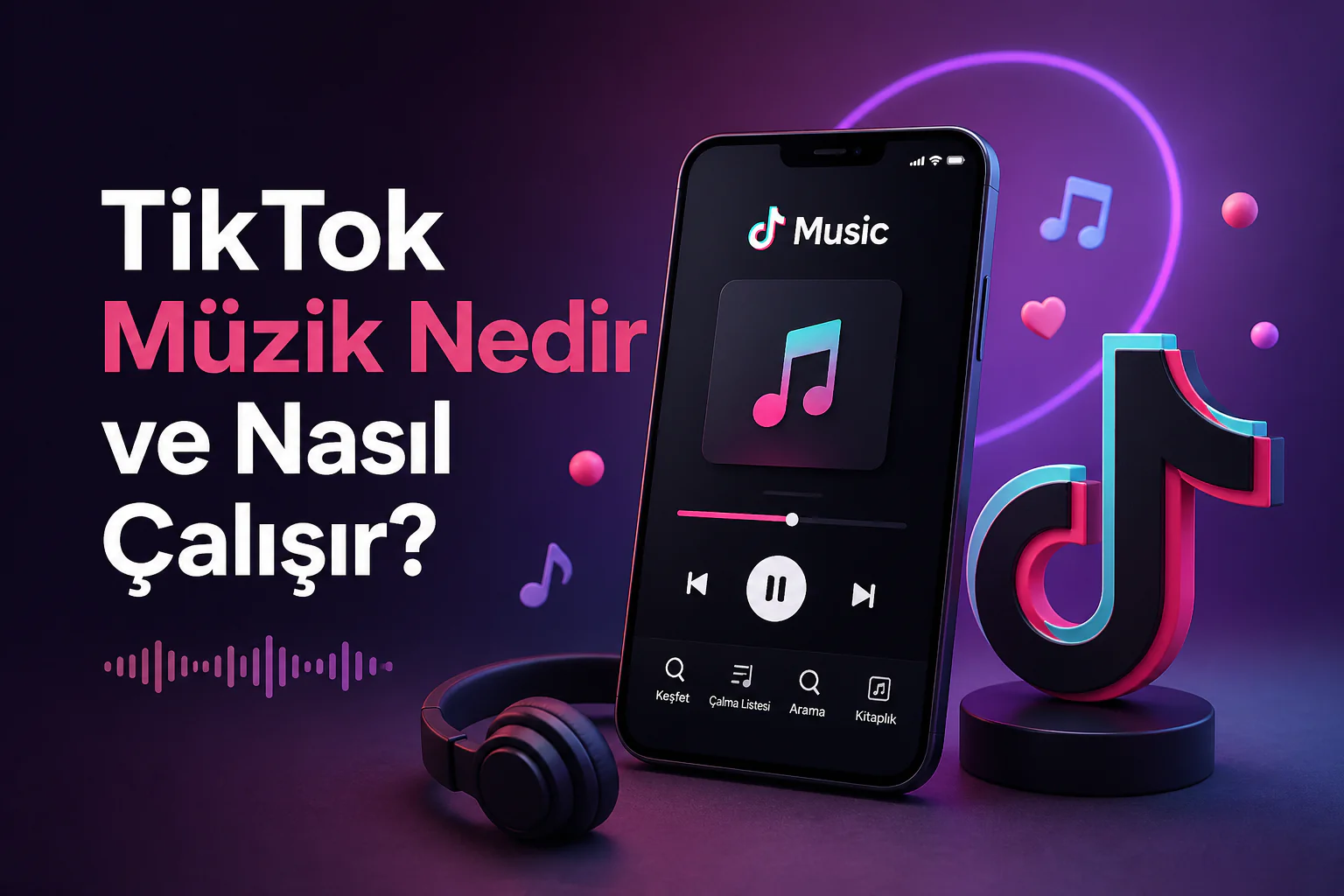 Tiktok müzik nedir sorusunu açıklayan arayüzde çalma listesi ve keşif ekranı
