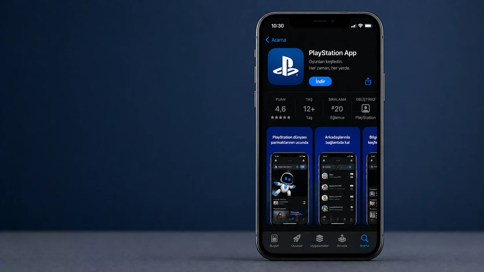 PlayStation App nasıl indirilir ve kurulur adımlarını gösteren telefon ekranı
