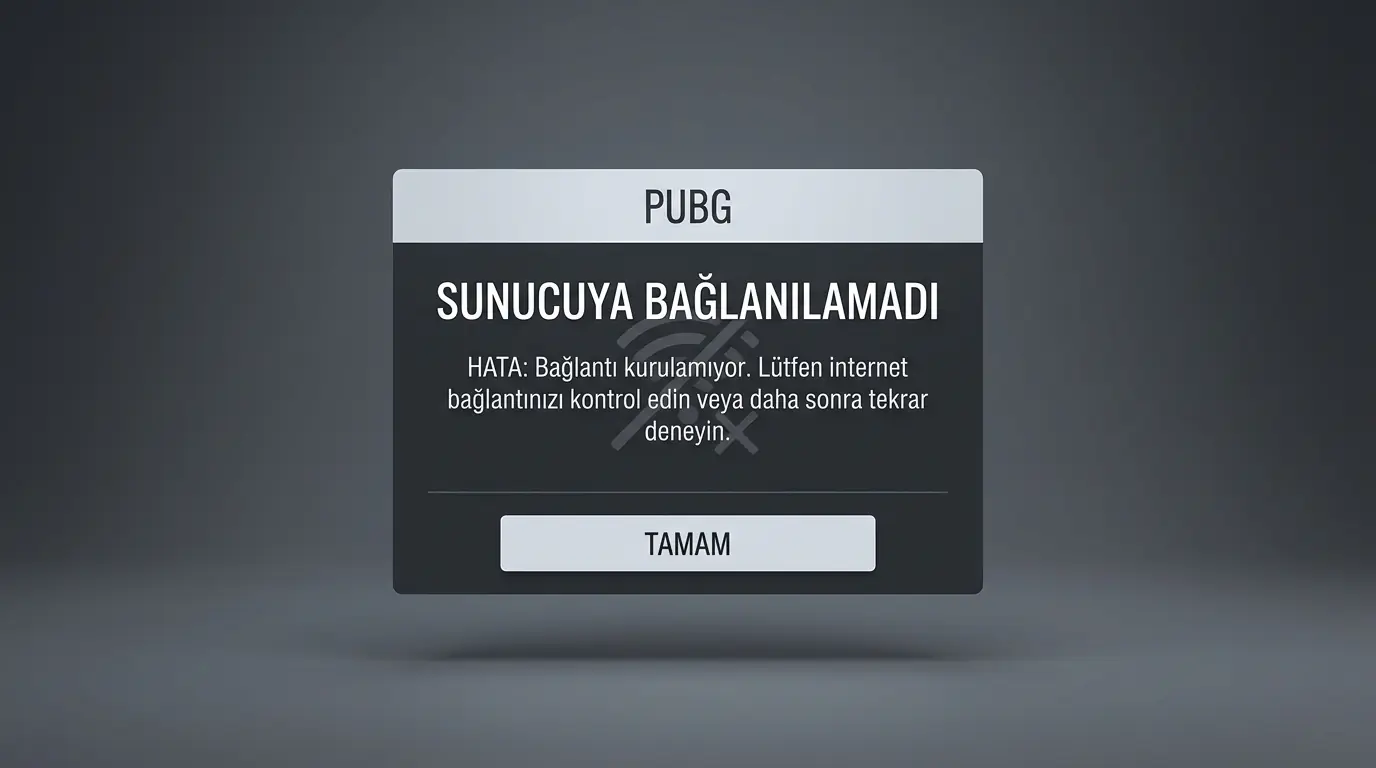 PUBG bağlanılamadı hatasının gösterildiği oyun ekranı ve bağlantı sorunu uyarı mesajı görüntüsü