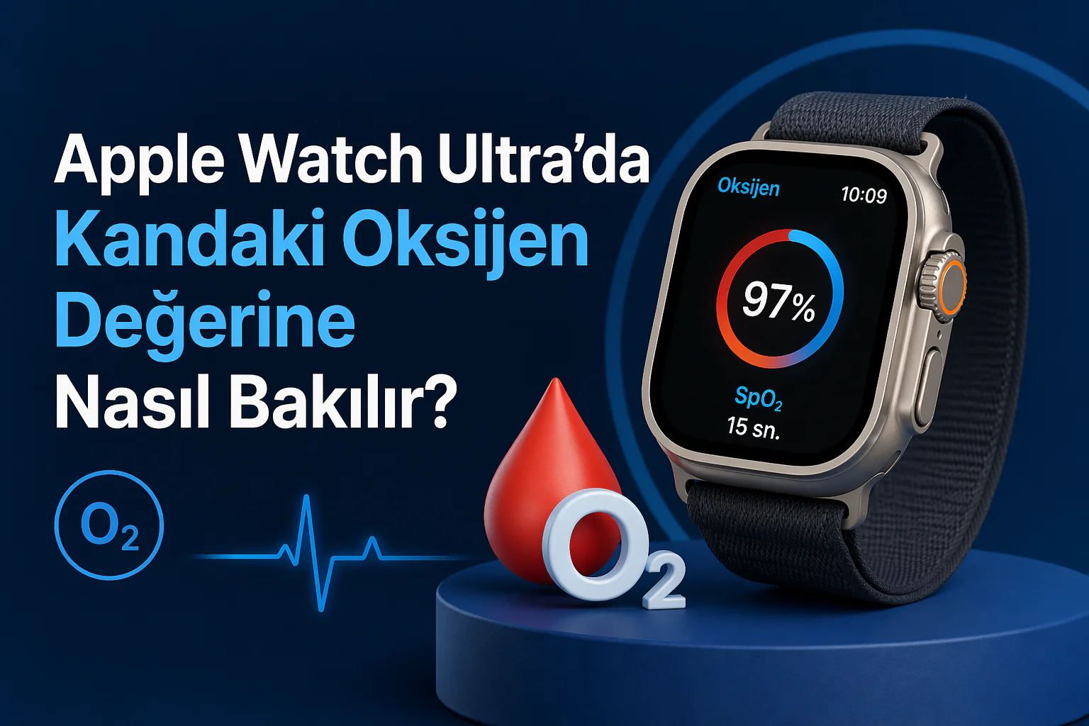 Apple Watch Ultra'da kandaki oksijen değerine nasıl bakılır ekranında SpO2 ölçüm sonucu görüntüleniyor