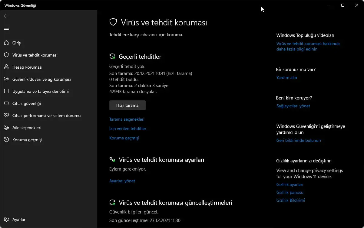 Virüs ve tehdit koruması neden Windows 11'de çalışmıyor
