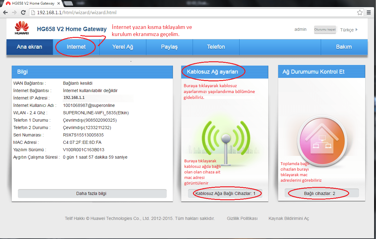 Huawei HG658 V2 Modem Kurulumu