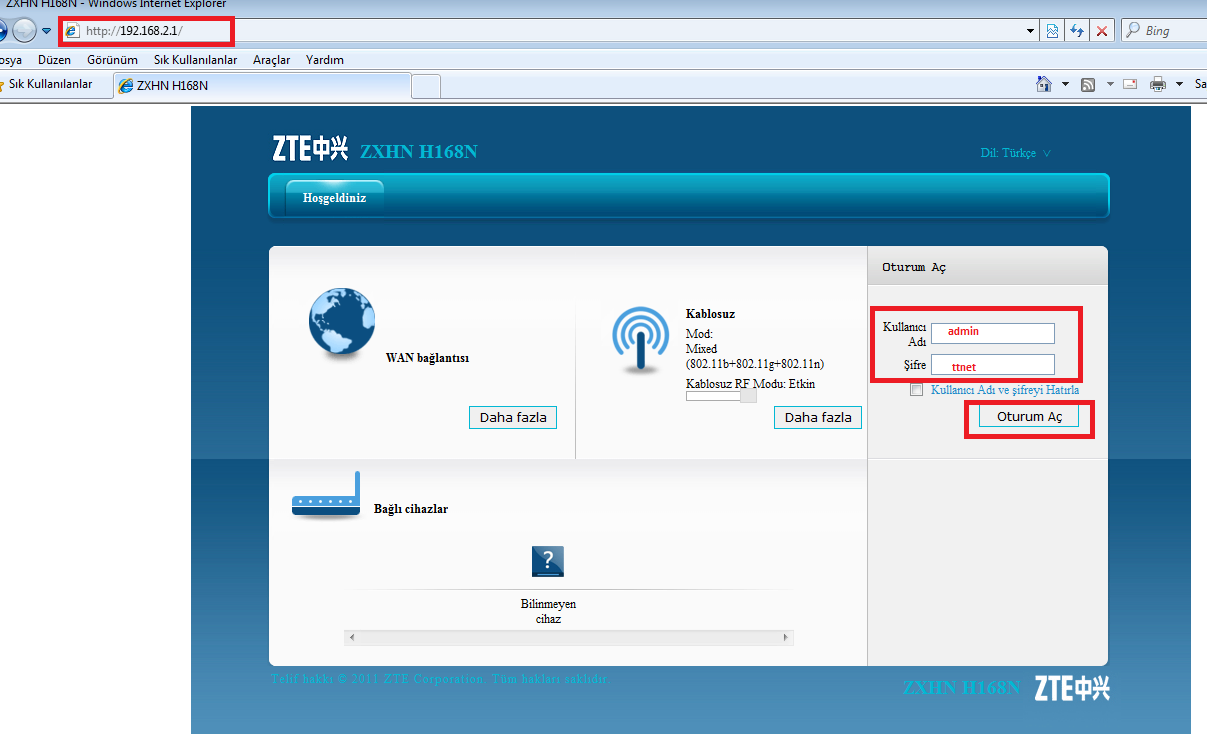 ZTE H168N Modem Kurulumu 