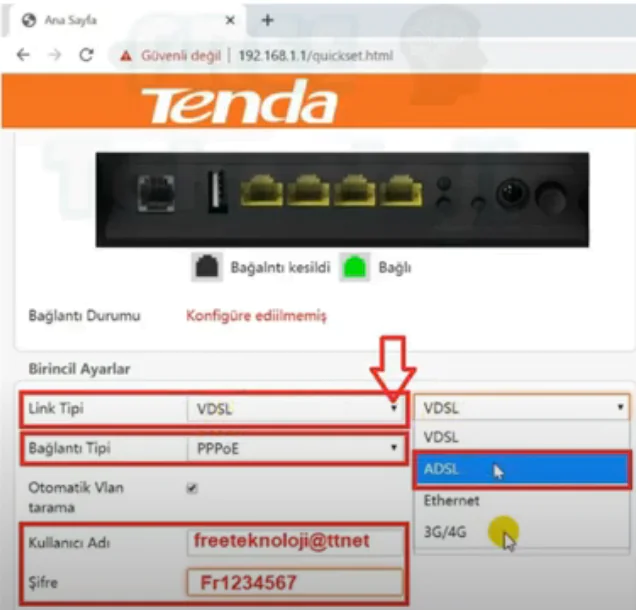 Tenda V1200 Modem Kurulumu