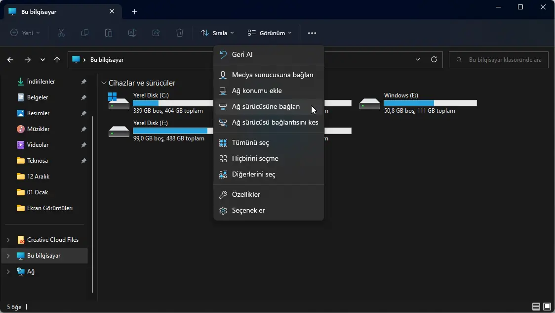 Bağlama Noktasını Kullanarak Paylaşılan Klasörleri Görmek