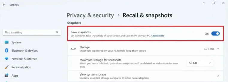 Recall özelliğini devre dışı bırakma