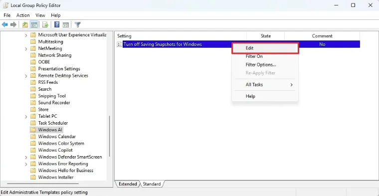 Recall Özelliğini Devre Dışı Bırakma