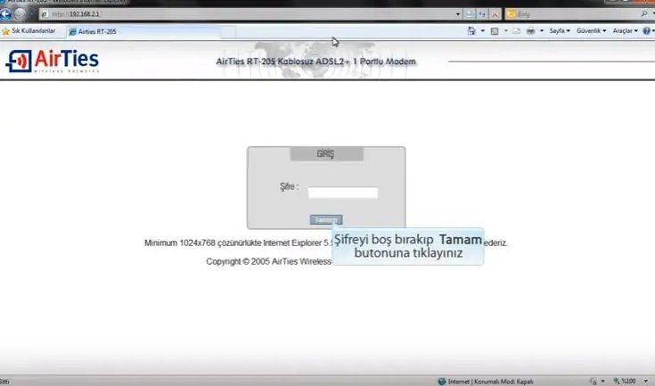 Airties RT 205 Modem Kurulum