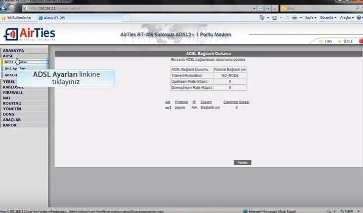 Airties RT 205 Modem Kurulum