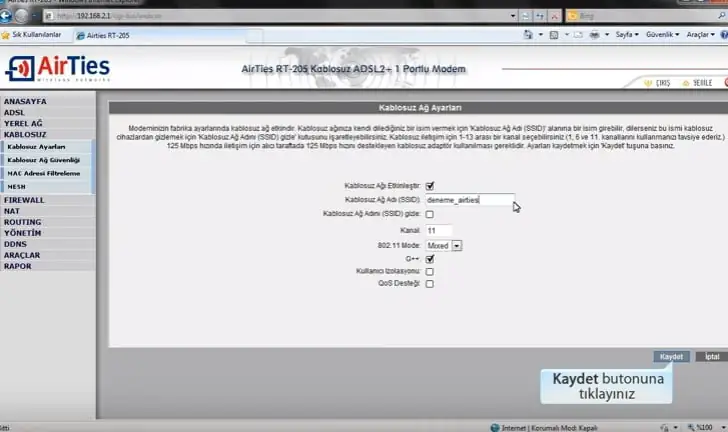 Airties RT 205 Modem Kurulum