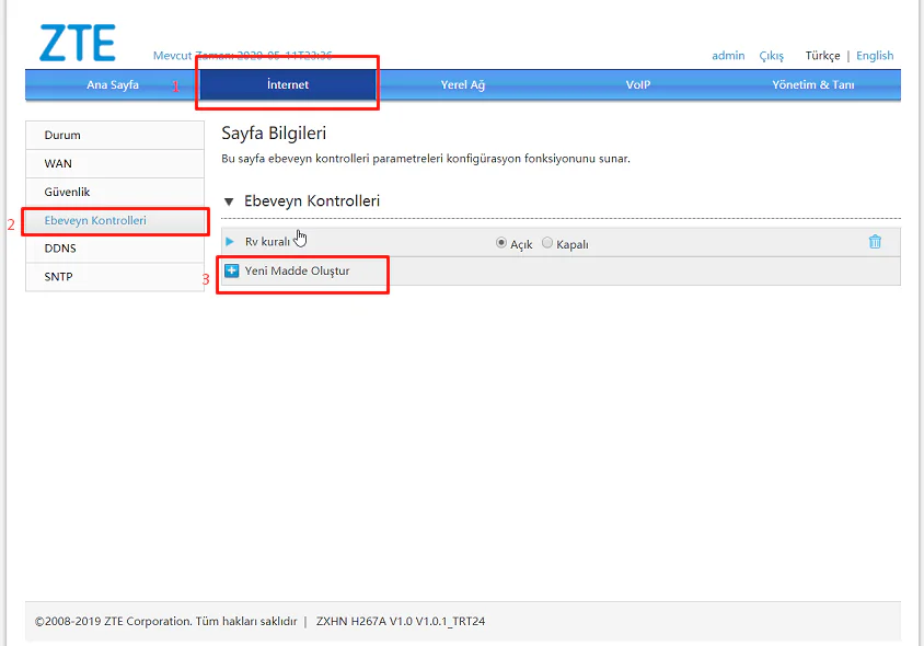 Zte H267a Modem Ebeveyn Kontrolü Nasıl Yapılır