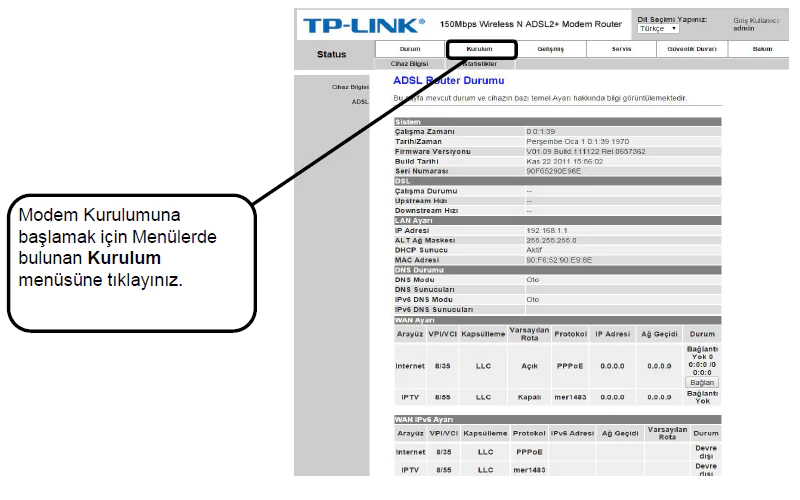 TP-LINK TD854W Modem Kurulumu