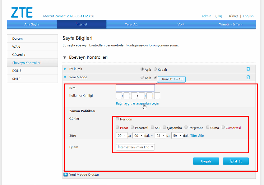 Zte H267a Modem Ebeveyn Kontrolü Nasıl Yapılır